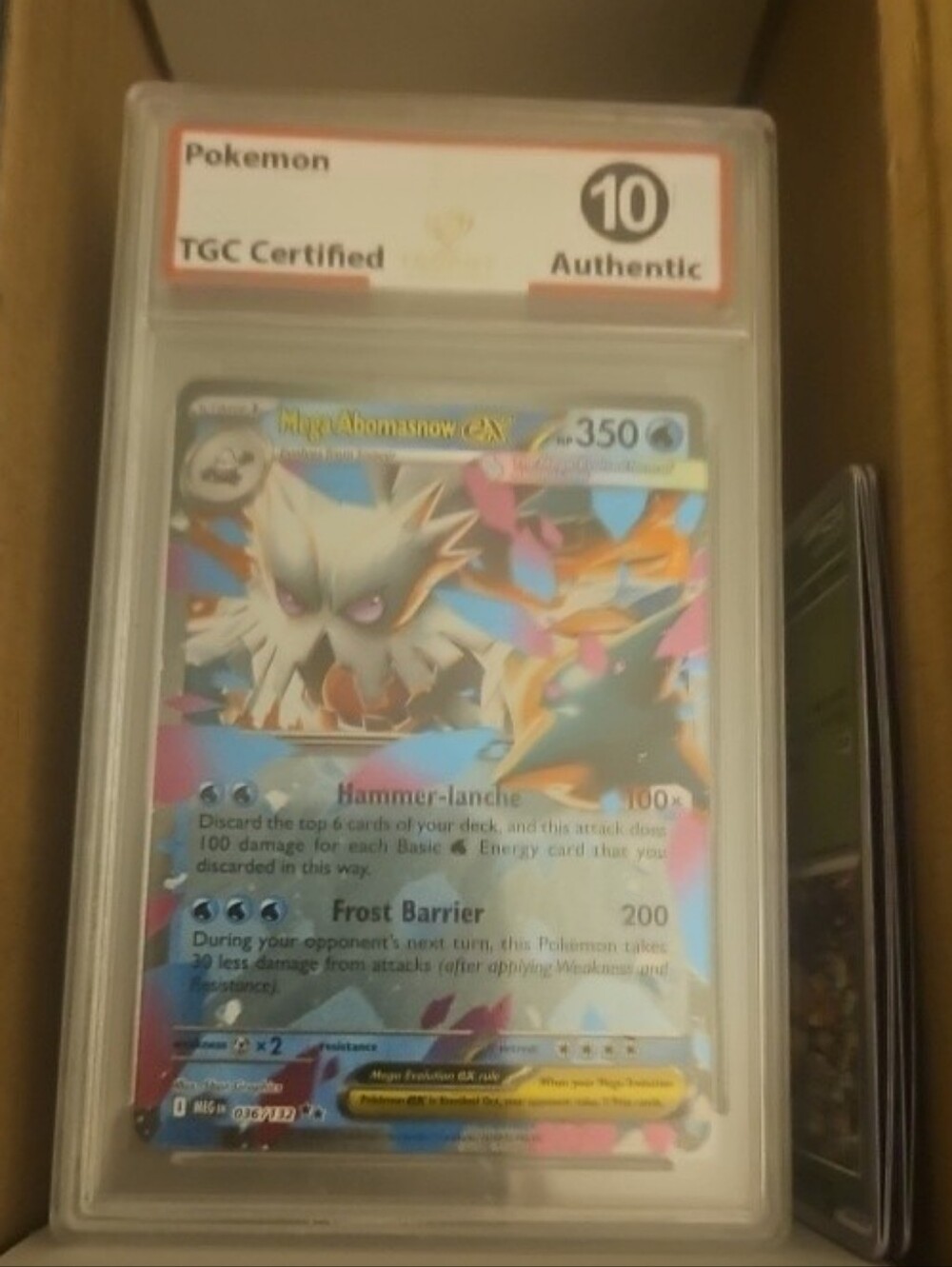 Pokemon TGC Certified Authentic Mega Abomasnow EX Trading Card trophy graded 10